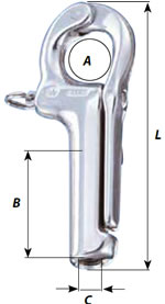 Diagram of Wichard Pelican Hook Dimensions